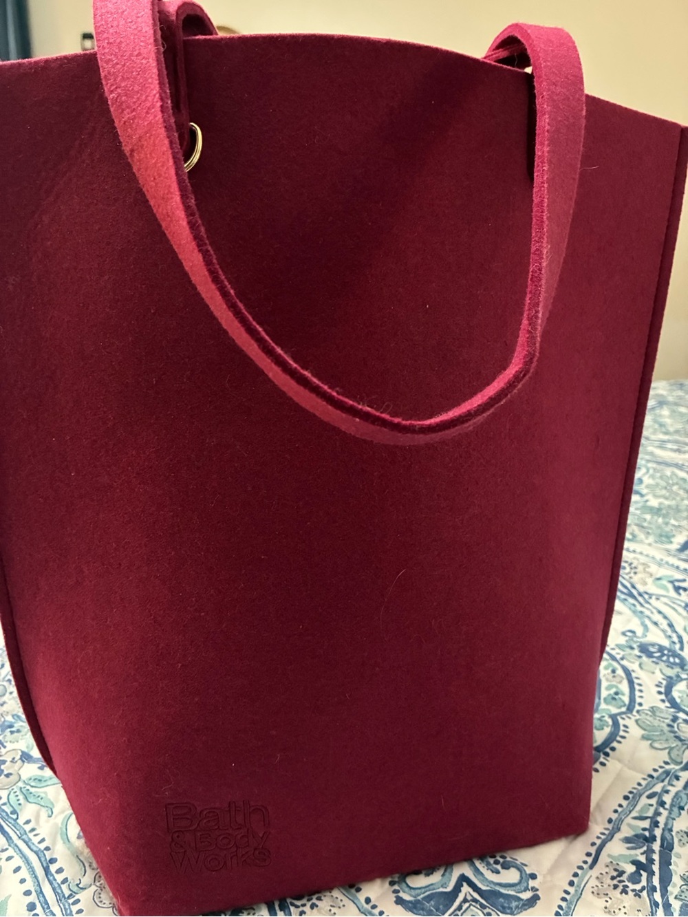 Bath & Body Works Burgundy Felt Tote Bag